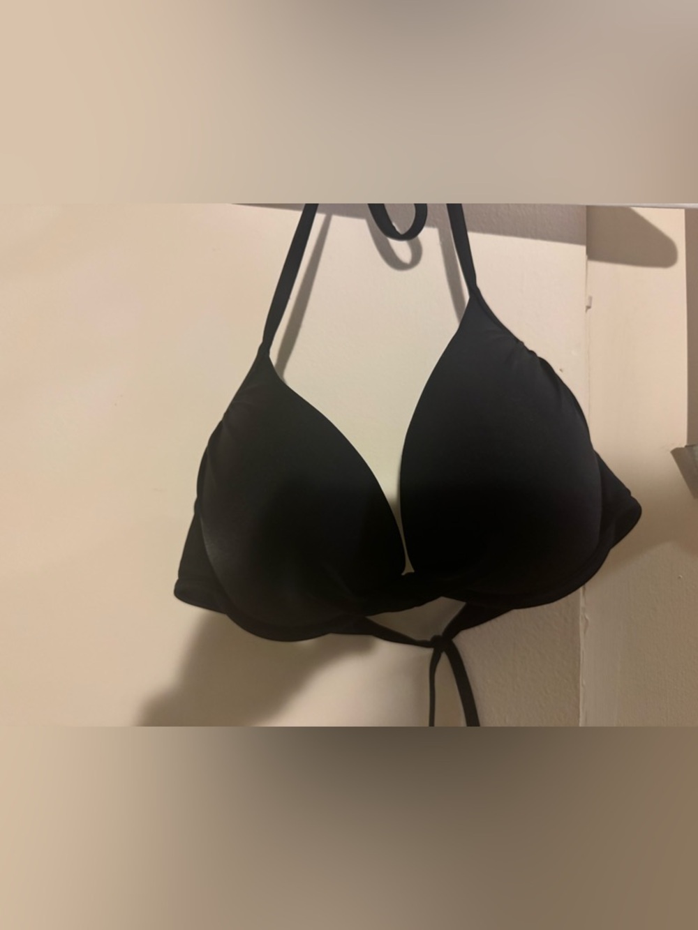 Black Halter Push-Up Swimming Bikini Top